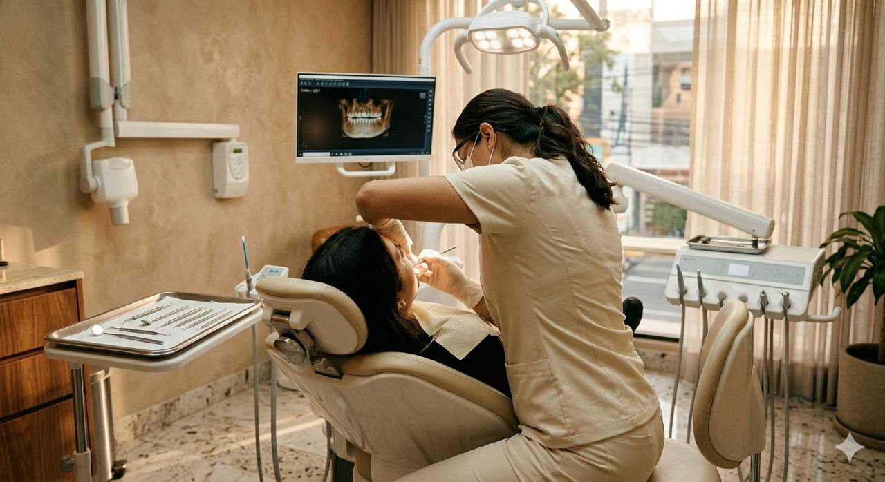 Dra. Elena Vázquez atendiendo en Lumière Dental Studio